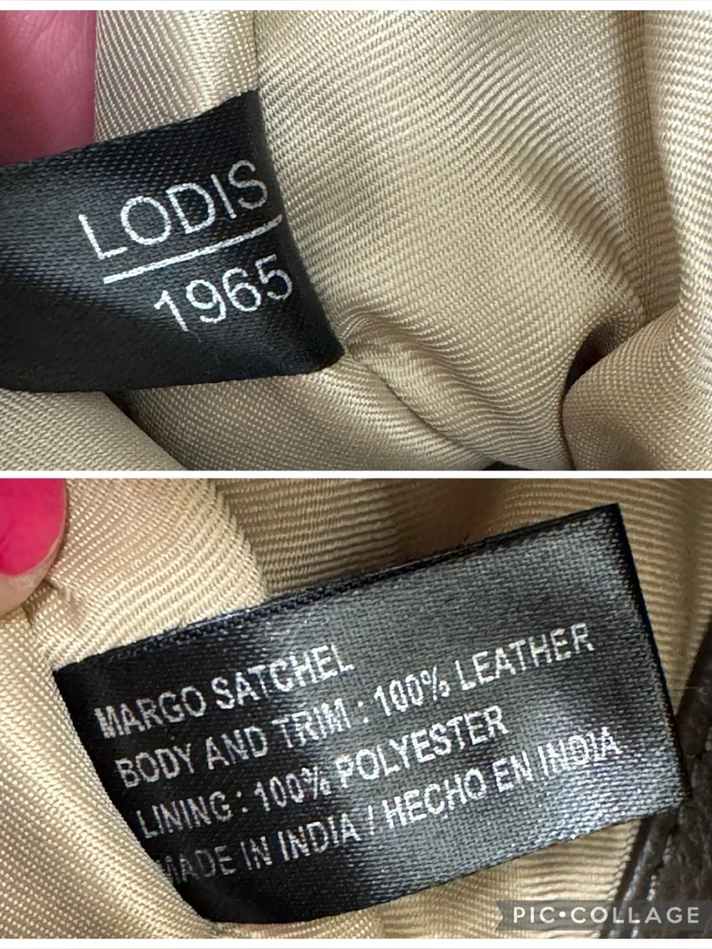 Lodis Margo Brown Olive Leather Satchel Crossbody Braided Top Handle